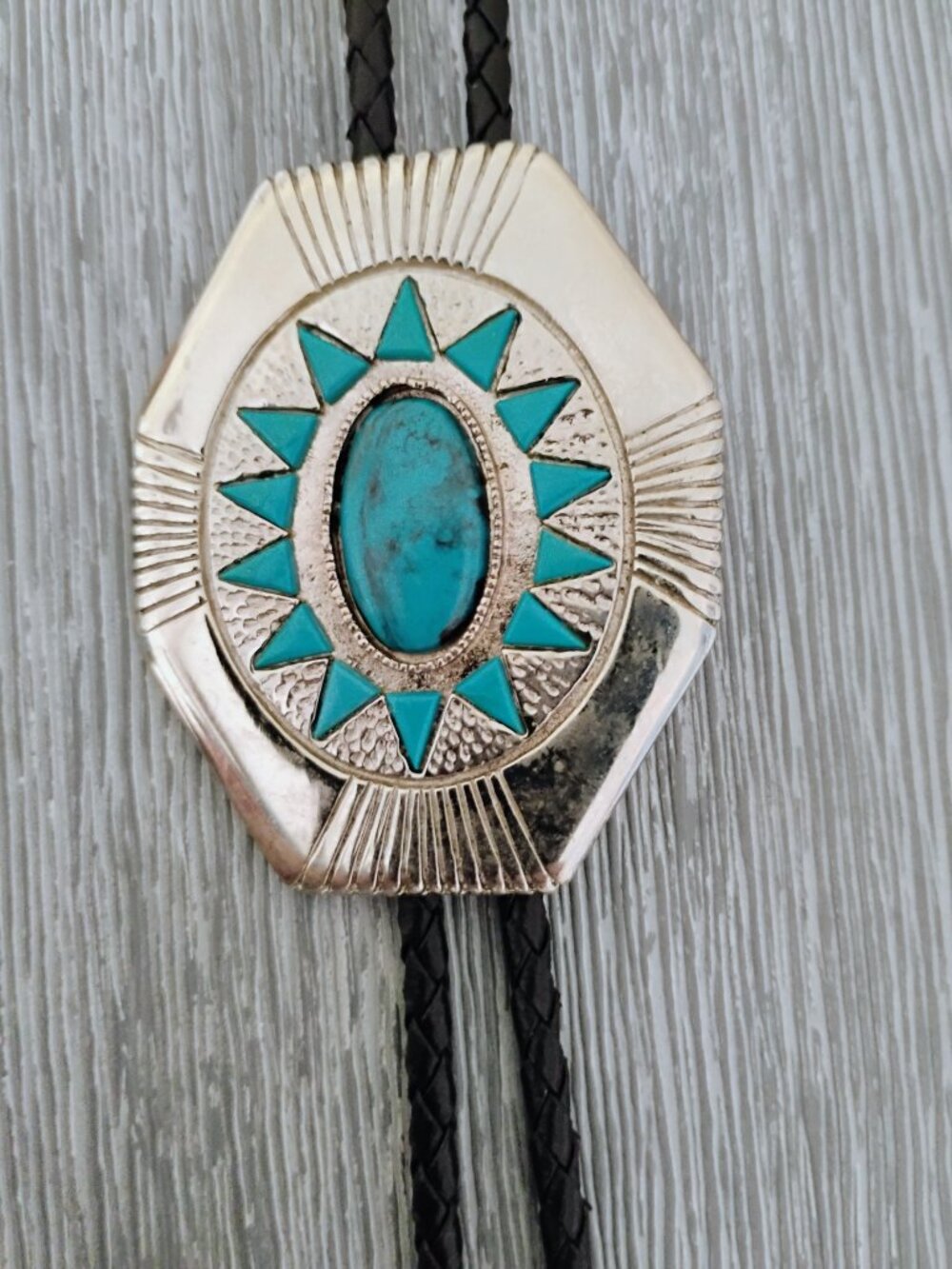 Bolo Large size Southwestern Turquoise Leather Cord Men or Women